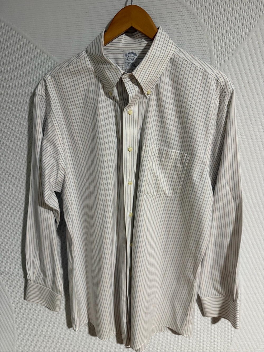 Brooks Brothers White Dress Shirt with Light Gray Pinstripes